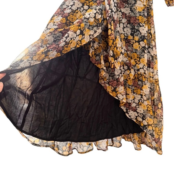 Abercrombie & Fitch Cut-Out Black Floral High-Low Midi Dress Size Small - Picture 14 of 15